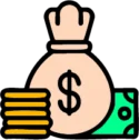 Icon Of A Money Bag Featuring A Prominent Dollar Sign, Symbolizing Wealth And Financial Resources.
