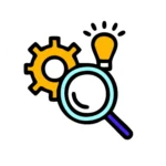 Icon Featuring A Magnifying Light Bulb Intertwined With Gears, Symbolizing Innovation And Detailed Examination.