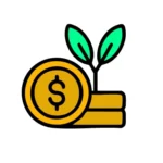 An Icon Depicting A Plant Growing From A Stack Of Coins, Symbolizing Financial Growth And Sustainability.